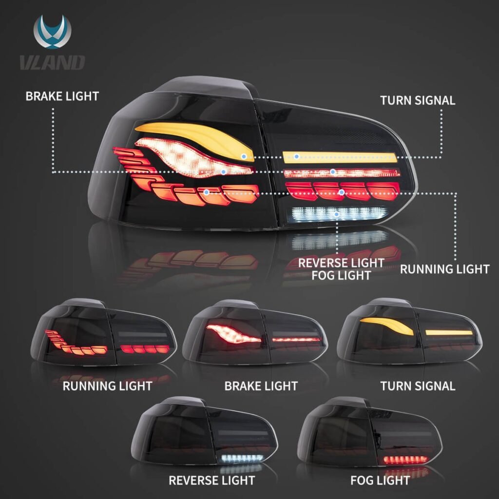 08-14 Volkswagen Golf 6th Gen Mk6 (5K) Hatchback Vland II OLED Tail Lights With Dynamic Welcome Lighting (GTS Style)