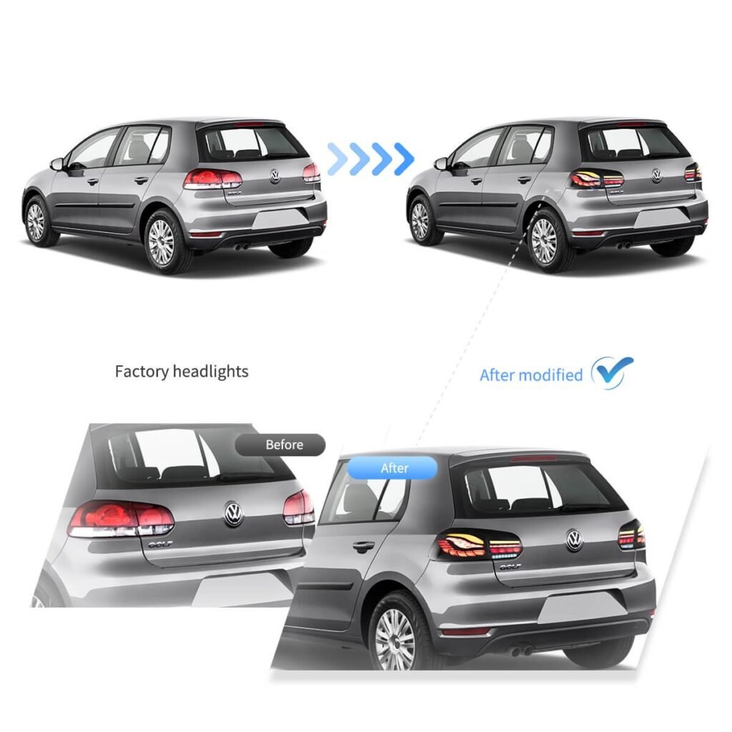 08-14 Volkswagen Golf 6th Gen Mk6 (5K) Hatchback Vland II OLED Tail Lights With Dynamic Welcome Lighting (GTS Style)