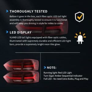Vland Full LED 11-14 Volkswagen Jetta/Sagitar 6th Gen (A6) Tail Lights With Sequential Turn Signal - Image 12