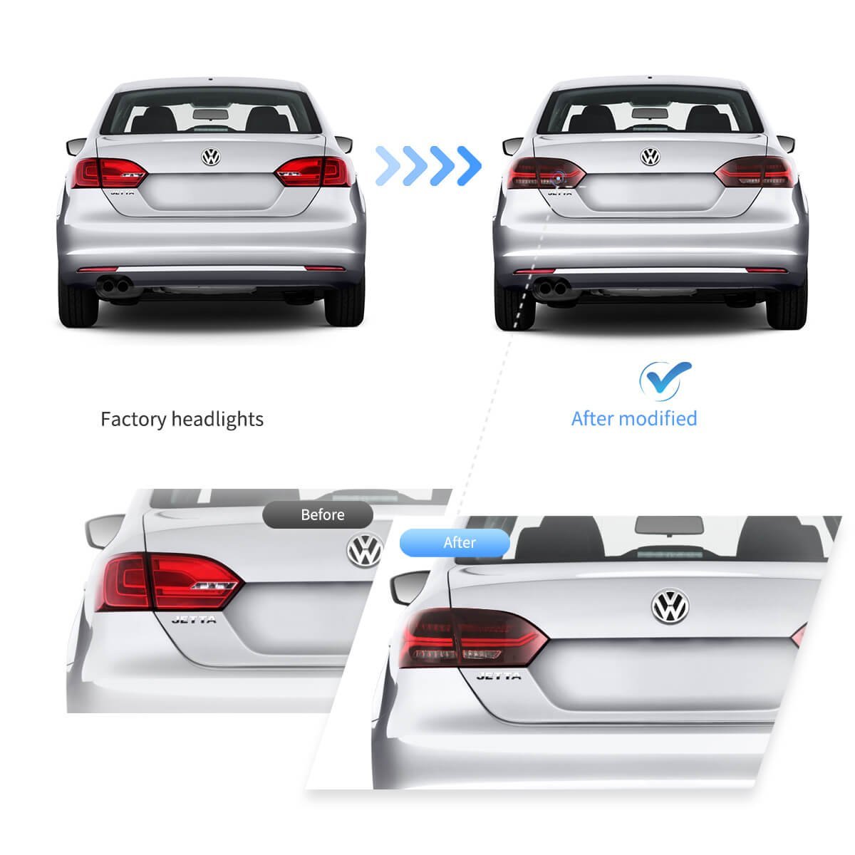 Vland Full LED 11-14 Volkswagen Jetta/Sagitar 6th Gen (A6) Tail Lights With Sequential Turn Signal - Image 8