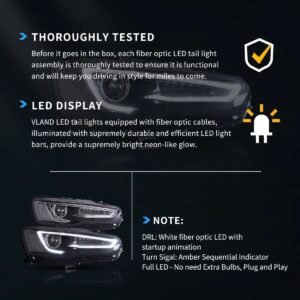 08-17 Mitsubishi Lancer 9th Gen Evo X GSR 10th Gen (CZ4A) Vland Dual Beam Projector Headlights with Demon Eyes Black - Image 16