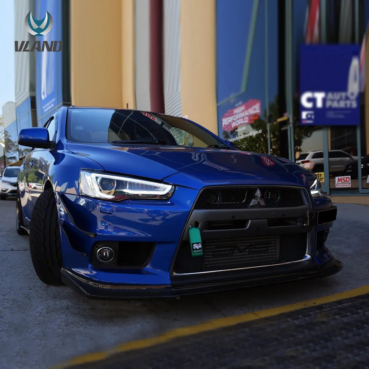 08-17 Mitsubishi Lancer 9th Gen Evo X GSR 10th Gen (CZ4A) Vland Dual Beam Projector Headlights with Demon Eyes Black - Image 2