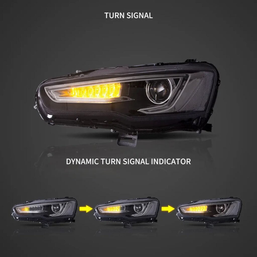 08-17 Mitsubishi Lancer 9th Gen Evo X GSR 10th Gen (CZ4A) Vland Dual Beam Projector Headlights with Demon Eyes Black