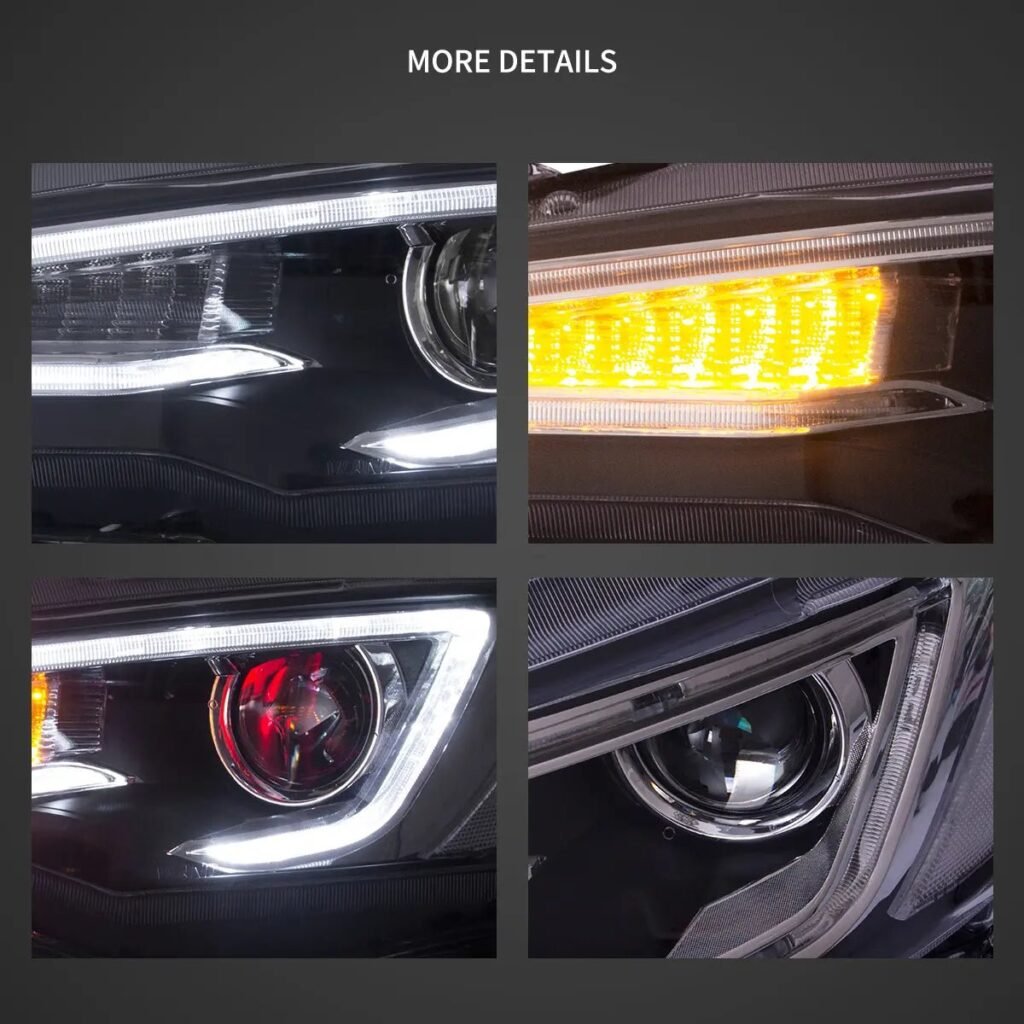 08-17 Mitsubishi Lancer 9th Gen Evo X GSR 10th Gen (CZ4A) Vland Dual Beam Projector Headlights with Demon Eyes Black