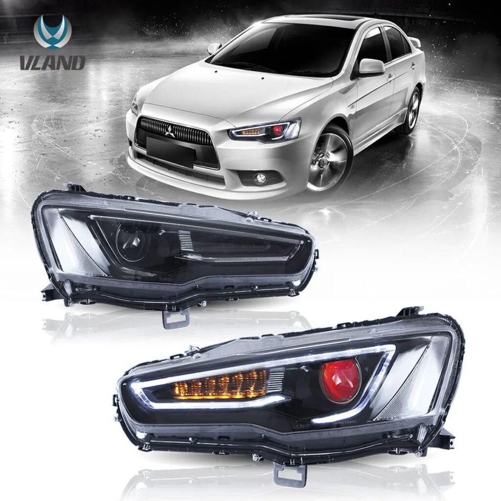 08-17 Mitsubishi Lancer 9th Gen Evo X GSR 10th Gen (CZ4A) Vland Dual Beam Projector Headlights with Demon Eyes Black