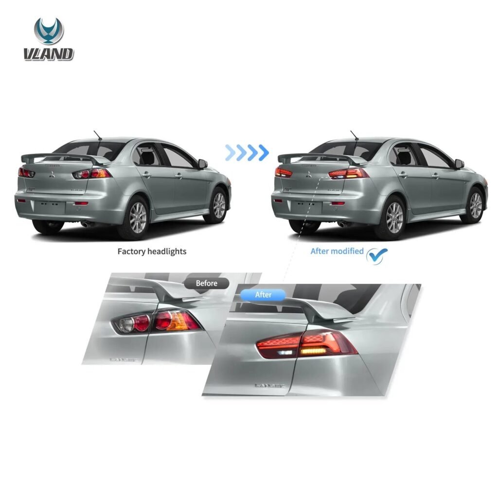08-17 Mitsubishi Lancer & EVO X Vland IV LED Tail Lights With Dynamic Welcome Lighting