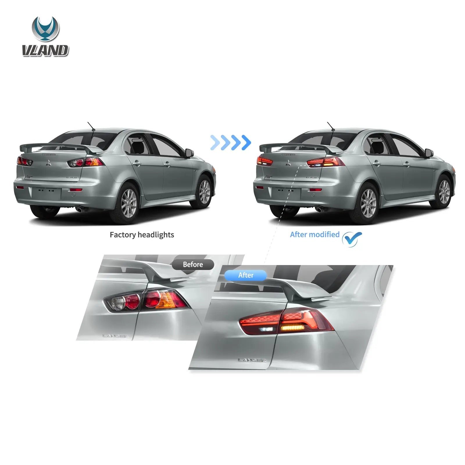 08-17 Mitsubishi Lancer & EVO X Vland IV LED Tail Lights With Dynamic Welcome Lighting - Image 8