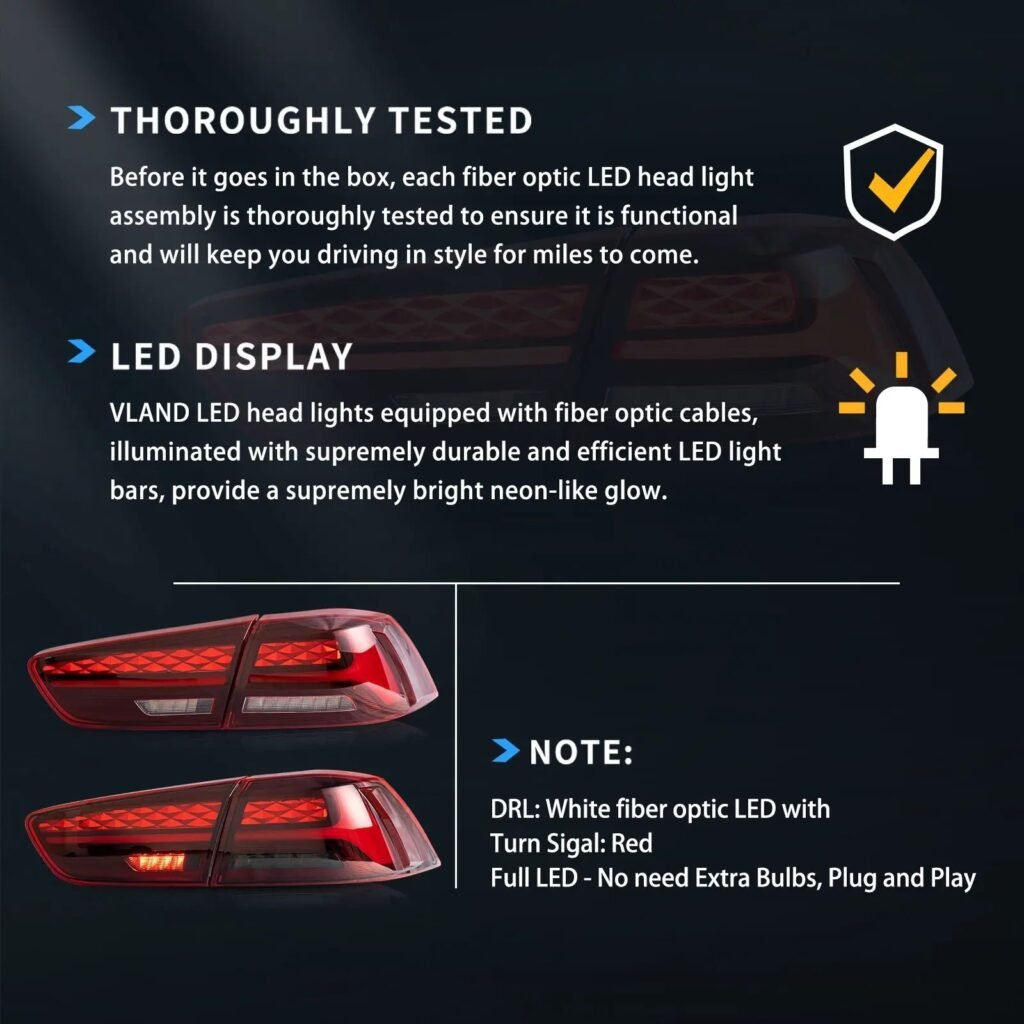 08-17 Mitsubishi Lancer & EVO X Vland IV LED Tail Lights With Dynamic Welcome Lighting