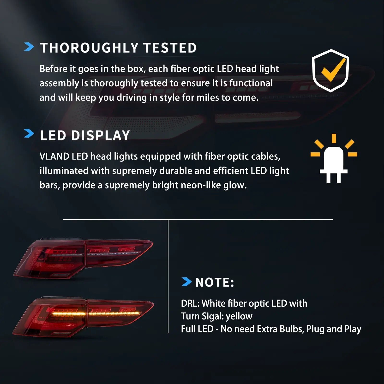 20-23 Volkswagen Golf MK8 Hatchback Vland LED Tail Lights With Sequential Amber Turn Signal (IQ Styles) - Image 7