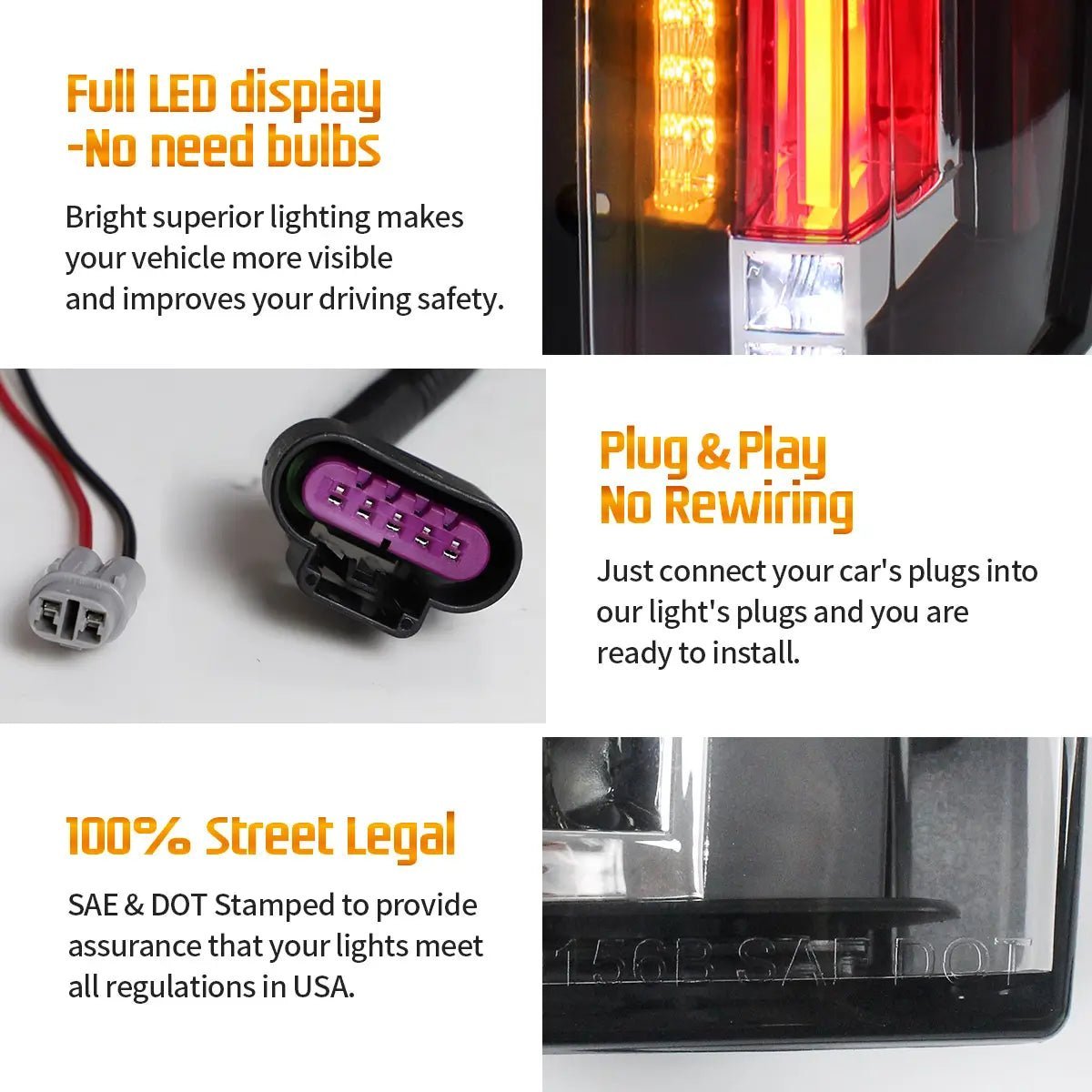 07-14 GMC Yukon Chevrolet Tahoe Suburban 3th Gen (GMT900) Vland LED Tail Lights with Sequential Turn Signal - Image 12