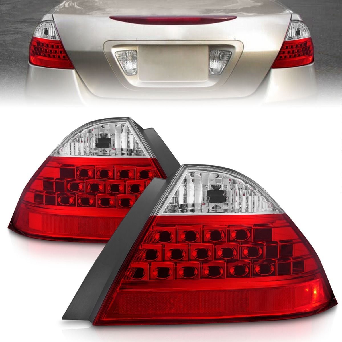Honda Accord 06-07 4DR Tail Lights Red/Clear - Image 1