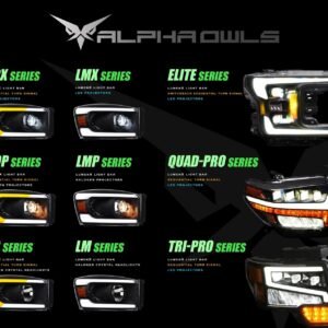 Alpha Owls 2009-2014 Ford F-150 (Excl. Models w/ factory Xenon) SQ Series Headlights (Crystal Headlights Black housing w/ Sequential Signal/LumenX Light Bar) - Image 8