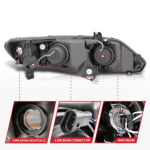 Honda Civic 06-11 4DR / Hybrid Projector Headlights Black W/ Rx Halo - Image 5