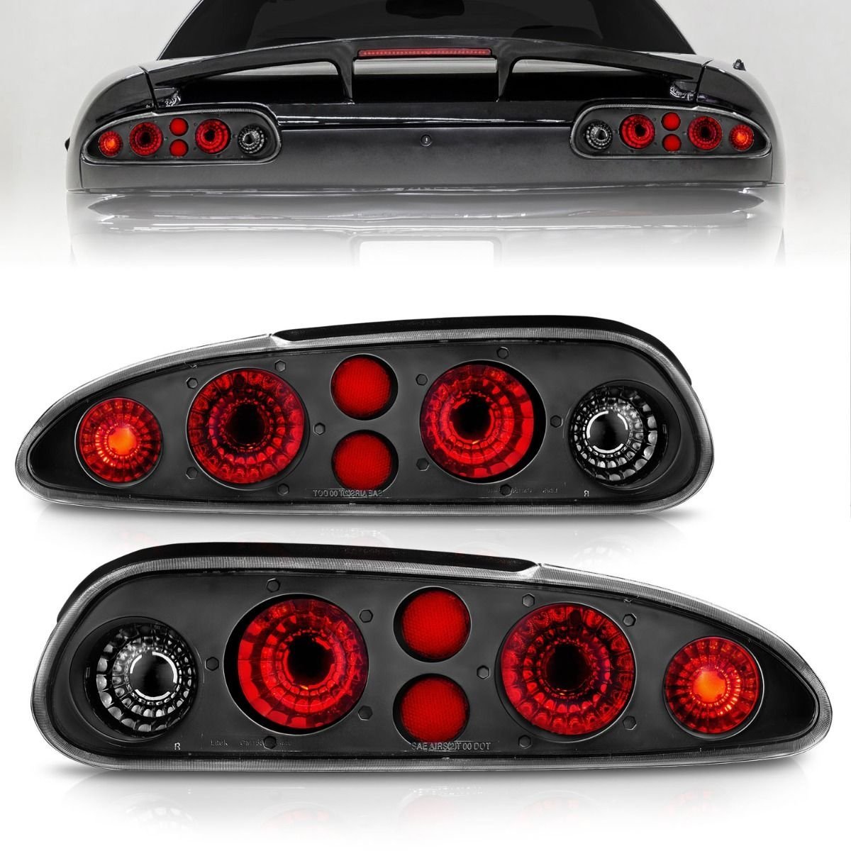 CHEVY CAMARO 93-02 TAIL LIGHTS BLACK - Image 1