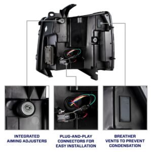 2007-2013 Chevrolet Silverado LED Projector Headlights (pair) - Image 9