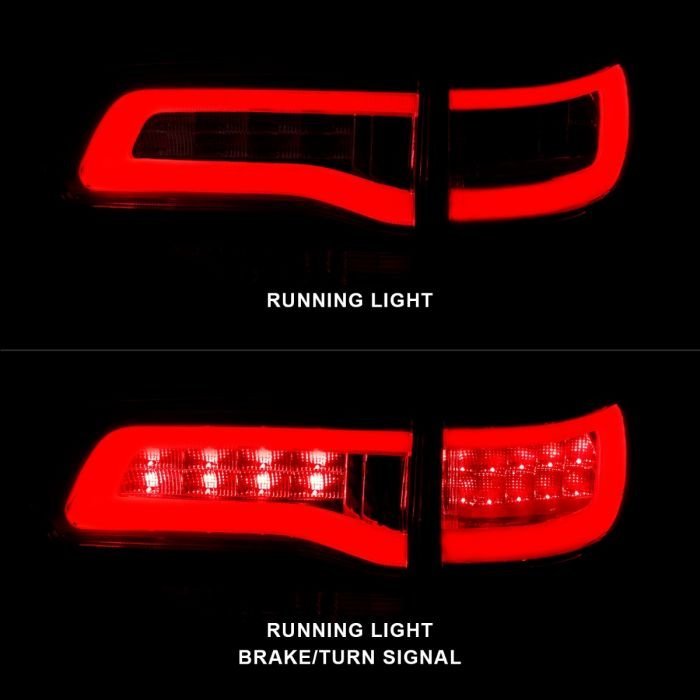 Jeep Grand Cherokee 14-22 Led Tail Lights Red/clear Chrome Black Trim (4pcs)