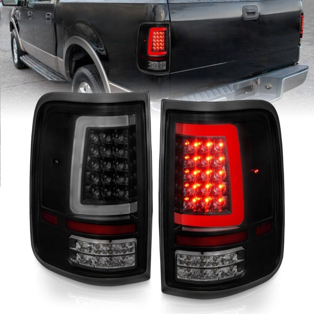 Ford F-150 04-08 Led Tail Lights Black Housing Smoke Lens With C Light Bar
