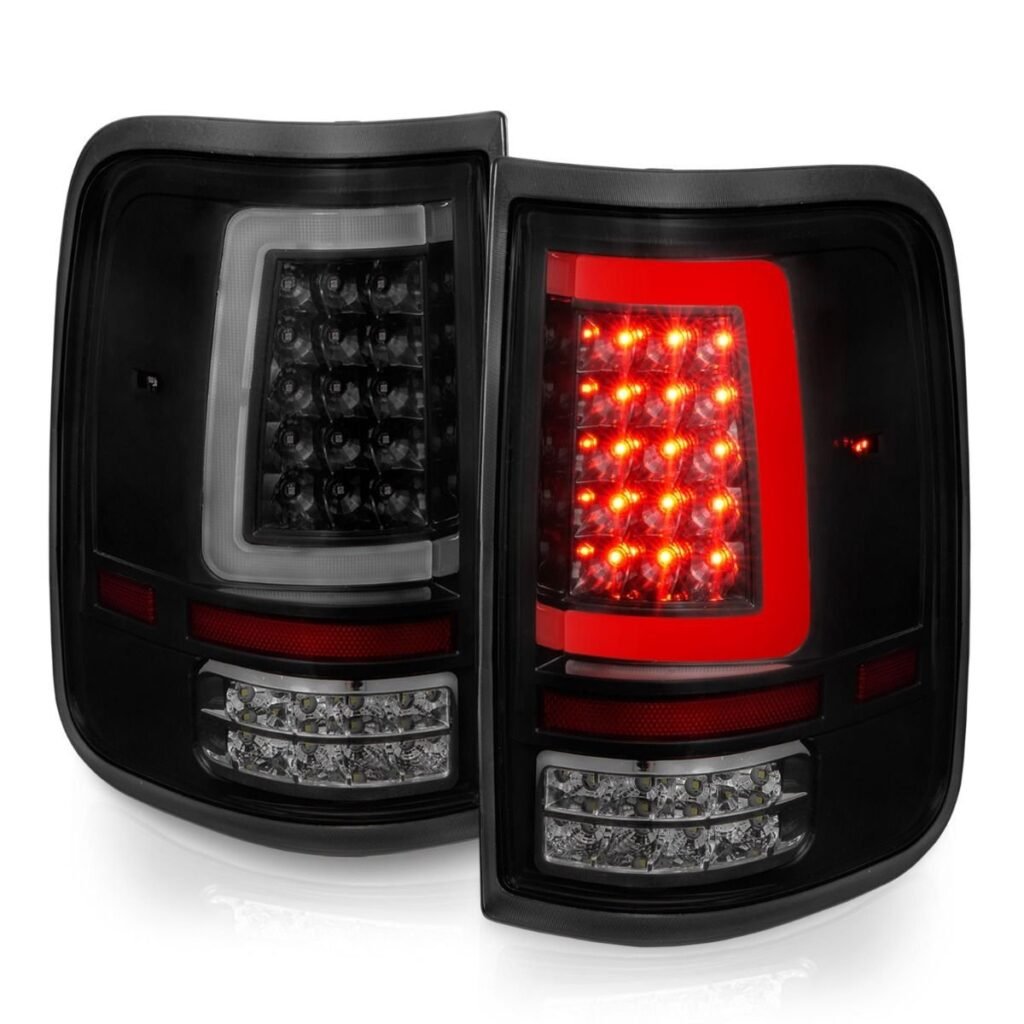 Ford F-150 04-08 Led Tail Lights Black Housing Smoke Lens With C Light Bar