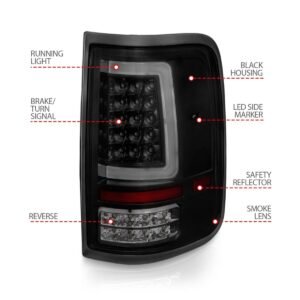 Ford F-150 04-08 Led Tail Lights Black Housing Smoke Lens With C Light Bar - Image 4