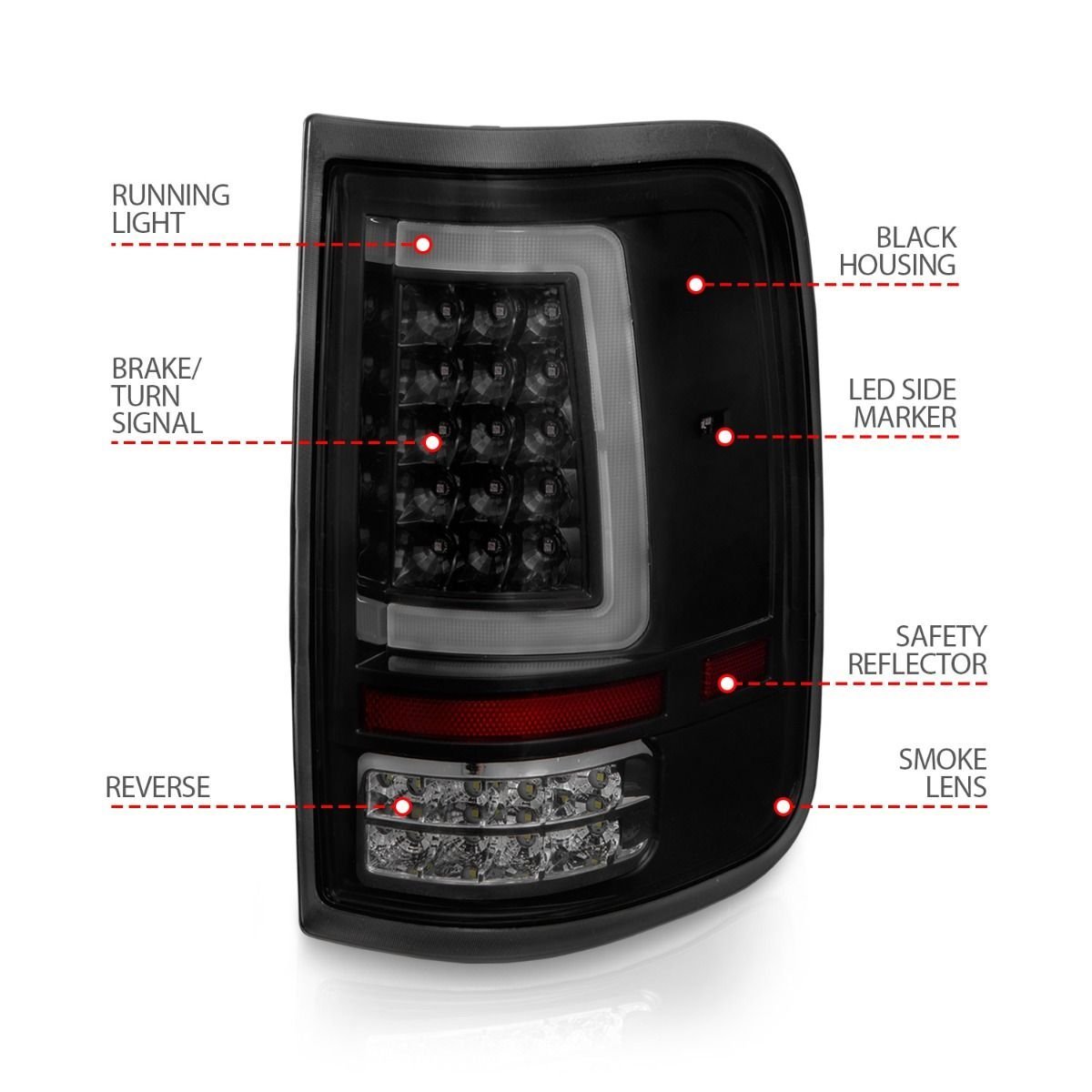 Ford F-150 04-08 Led Tail Lights Black Housing Smoke Lens With C Light Bar - Image 4