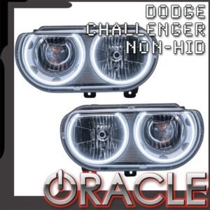 Oracle Lighting 2008-2014 Dodge Challenger Pre-assembled SMD Halo Headlights - Non Hid - Chrome - Image 1