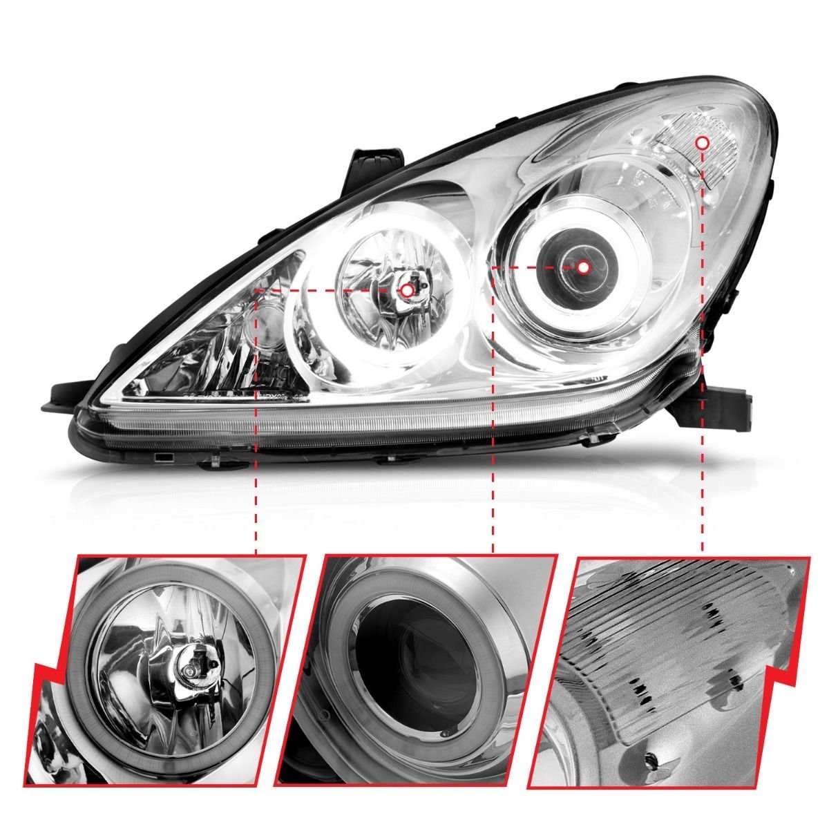 Lexus ES 300 02-03 / ES 330 04 Projector Headlights Chrome - Image 2