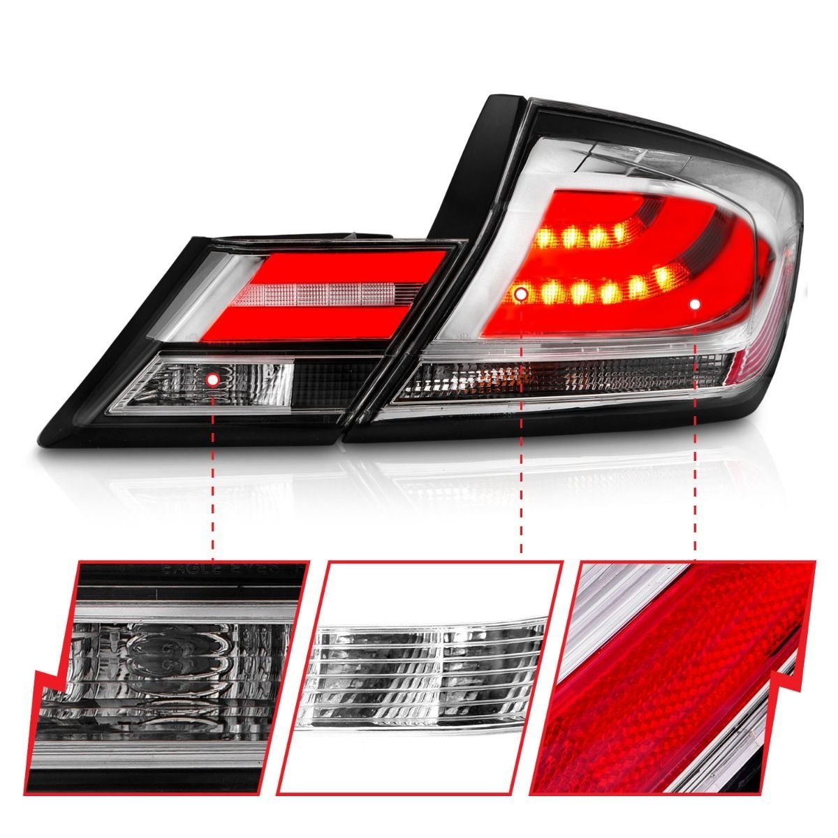 Honda Civic 13-15 4DR Led Tail Lights Chrome - Image 2