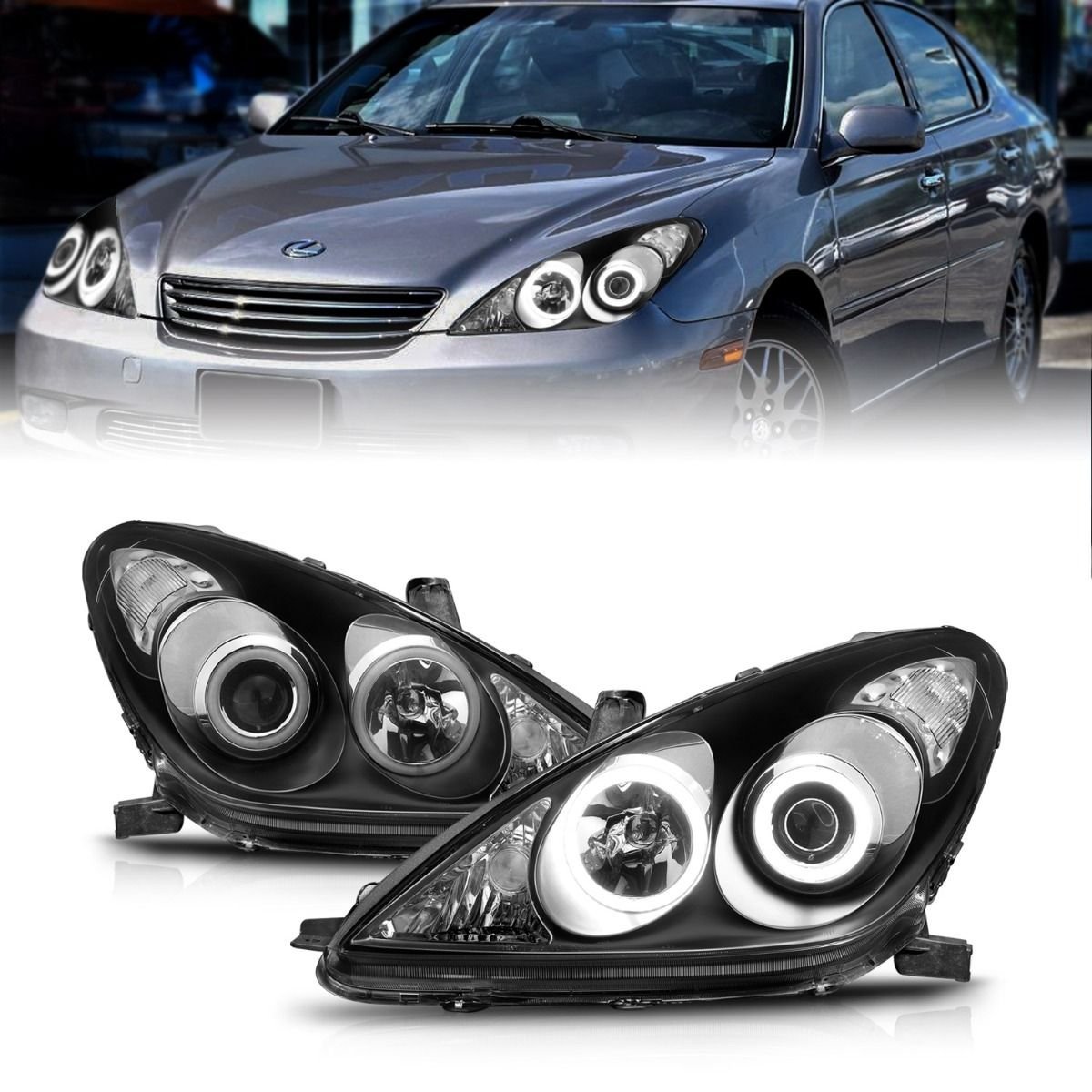 Lexus ES 300 02-03 / ES 330 04 Projector Headlights Black - Image 1