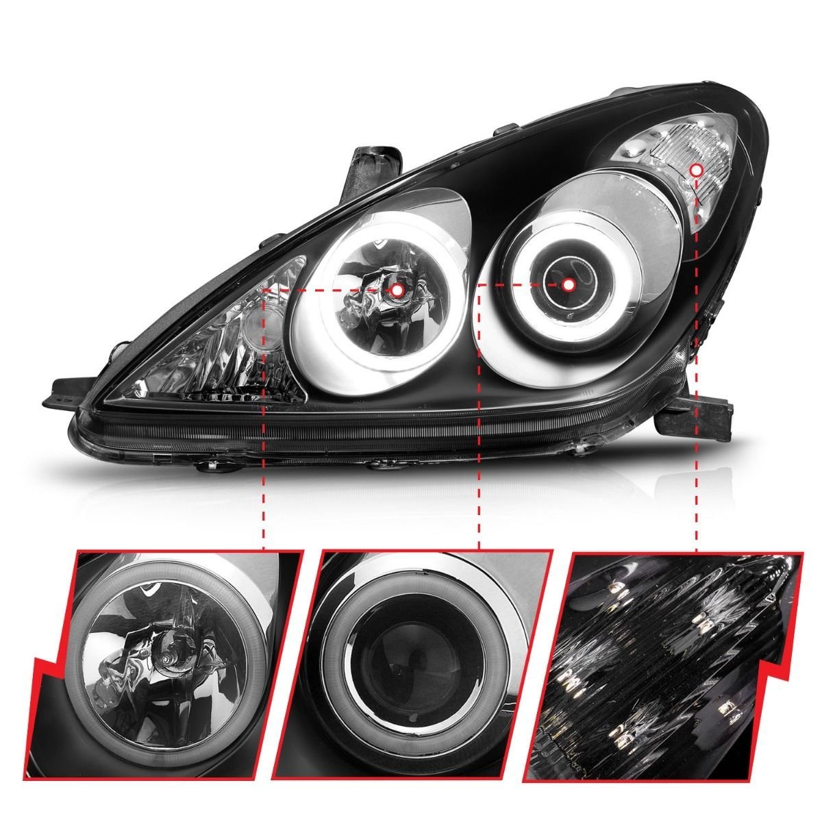 Lexus ES 300 02-03 / ES 330 04 Projector Headlights Black - Image 2