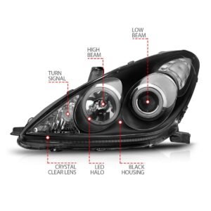 Lexus ES 300 02-03 / ES 330 04 Projector Headlights Black - Image 3
