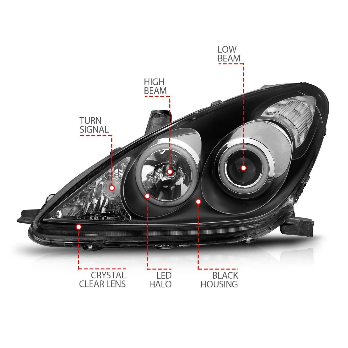 Lexus ES 300 02-03 / ES 330 04 Projector Headlights Black - Image 3