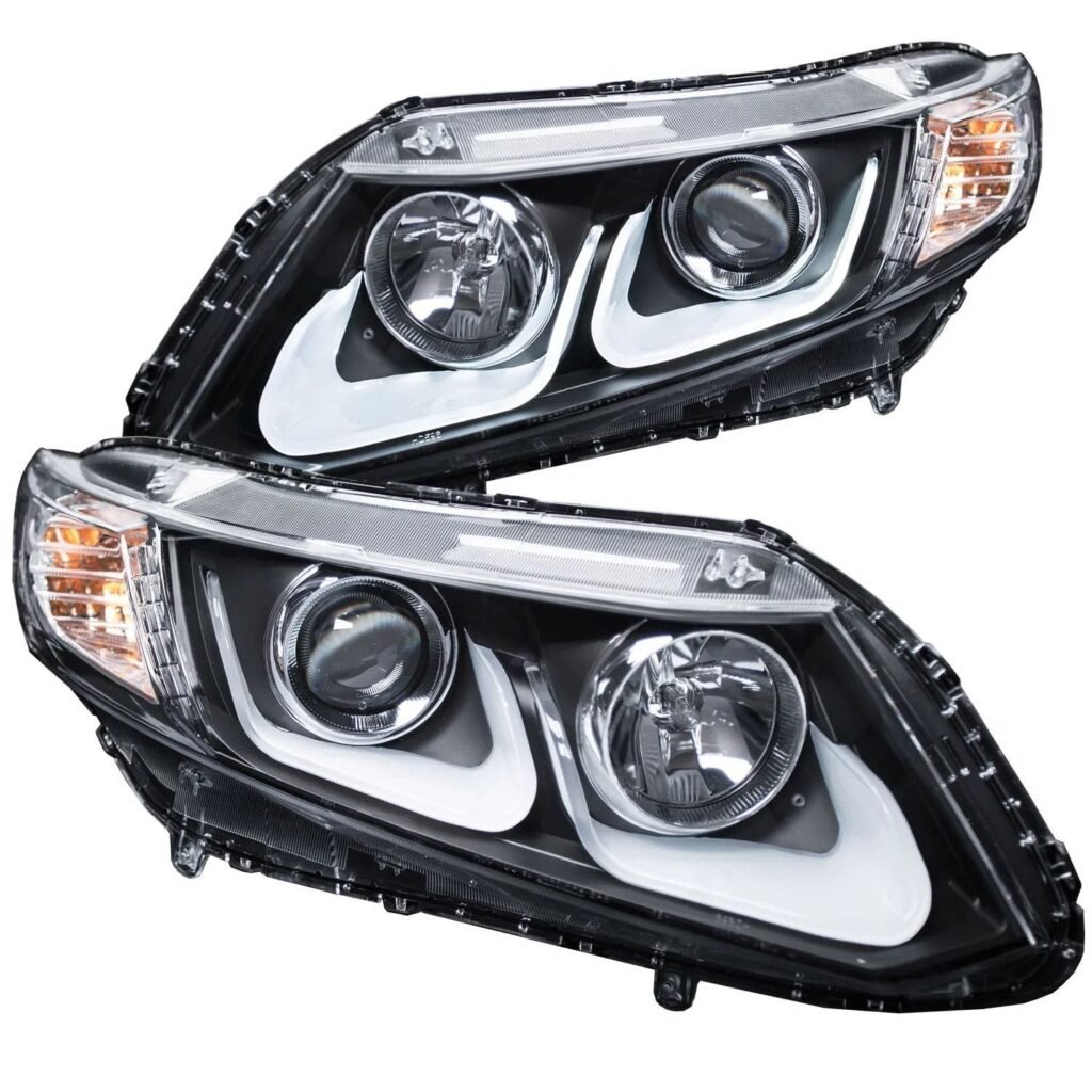 Honda Civic 2 DR 12-13 / 4 DR 12-15 Projector Headlights U-bar Black Clear
