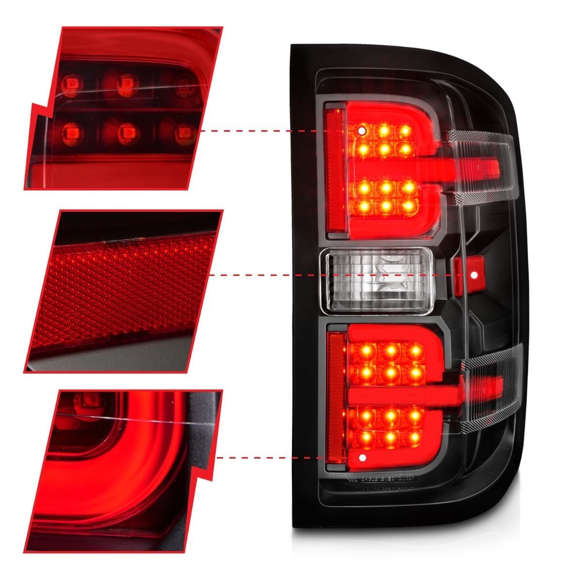 Chevy Silverado 14-18 1500 / 15-19 2500hd/3500hd / GMC Sierra 15-19 2500hd/3500hd Tail Lights Black Clear - Image 3