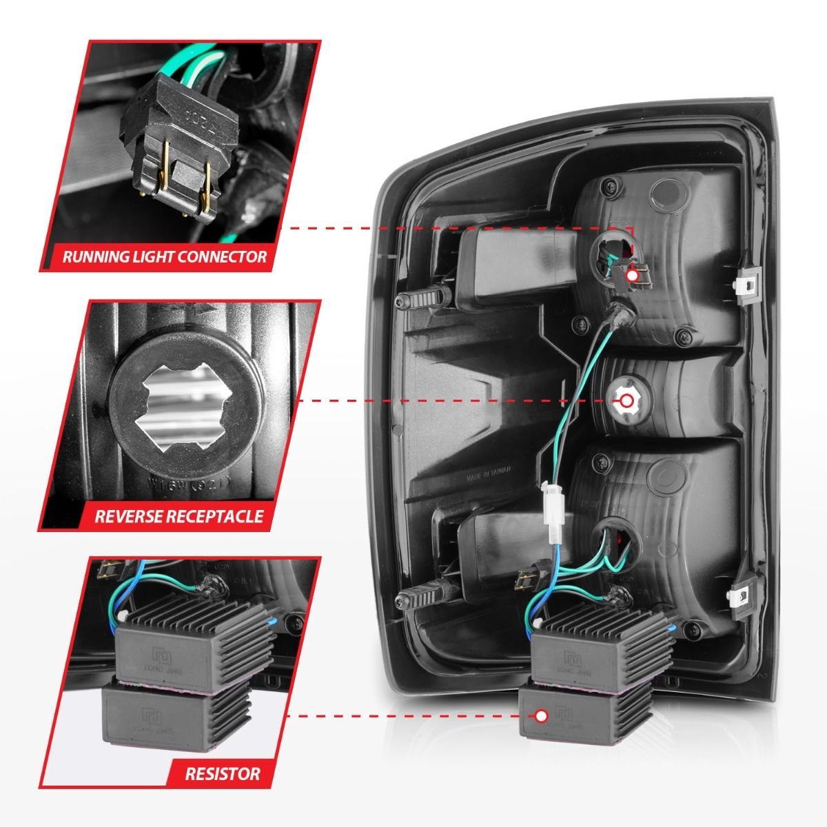 Chevy Silverado 14-18 1500 / 15-19 2500hd/3500hd / GMC Sierra 15-19 2500hd/3500hd Tail Lights Black Clear - Image 5