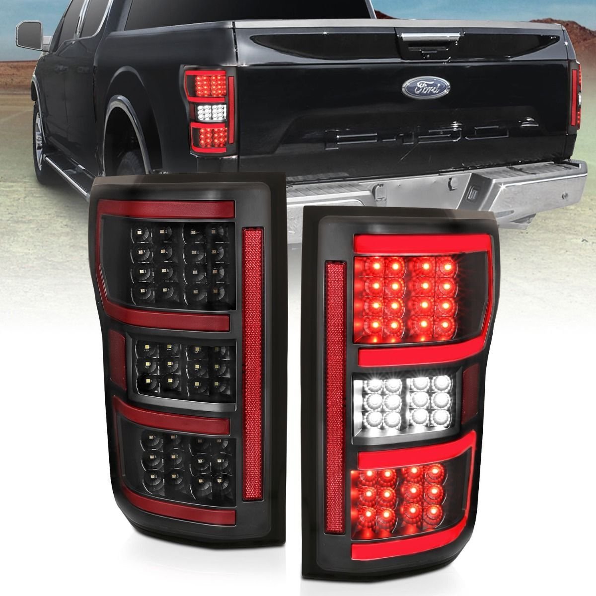 Ford F-150 18-20 Full Led Taillights W/ Black Housing - Image 1