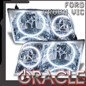 Oracle Lighting 1998-2011 Ford Crown Victoria Pre-assembled SMD Halo Headlights - Halogen - Chrome Housing - Image 1
