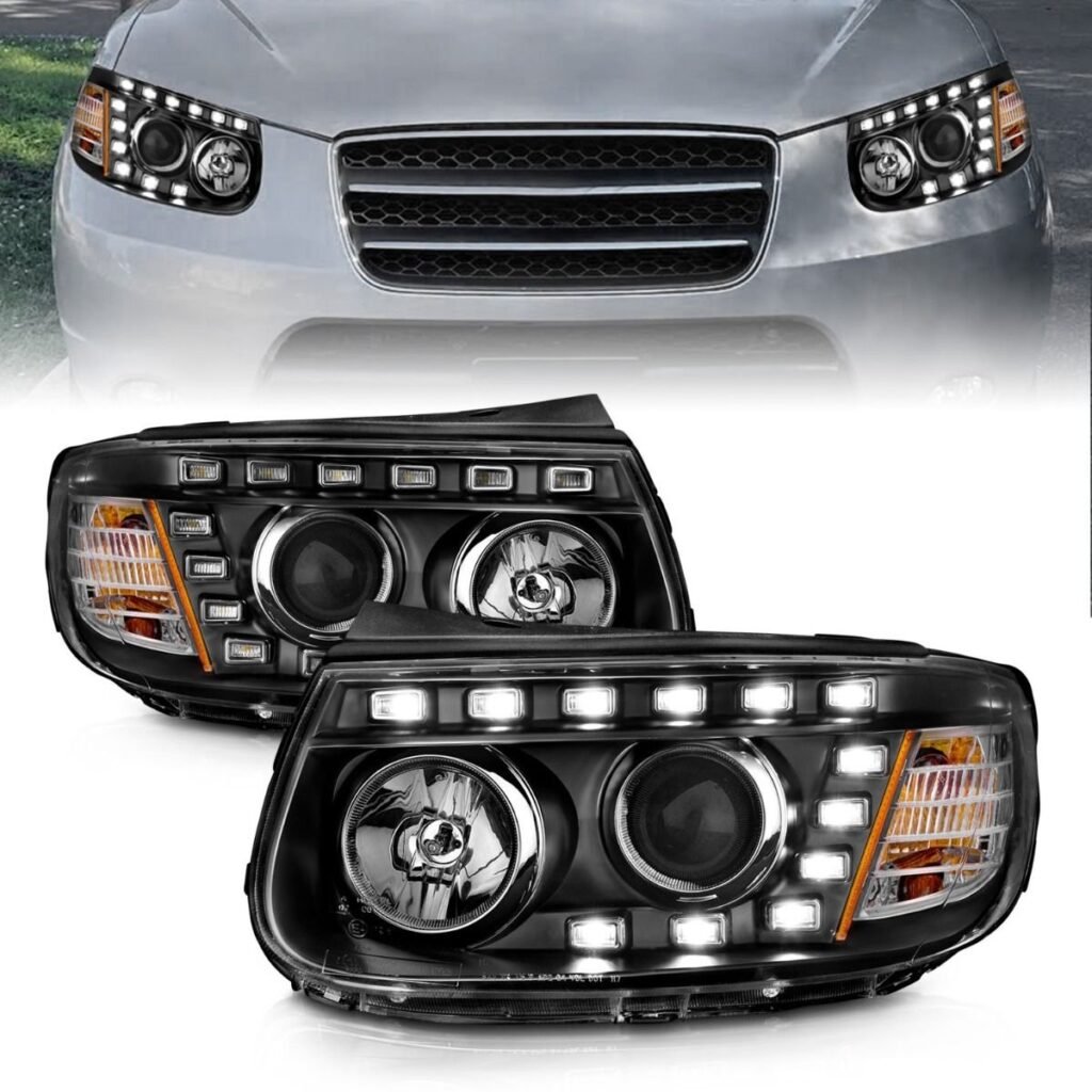 Hyundai Santa FE 07-12 Projector Led Block Headlights Black