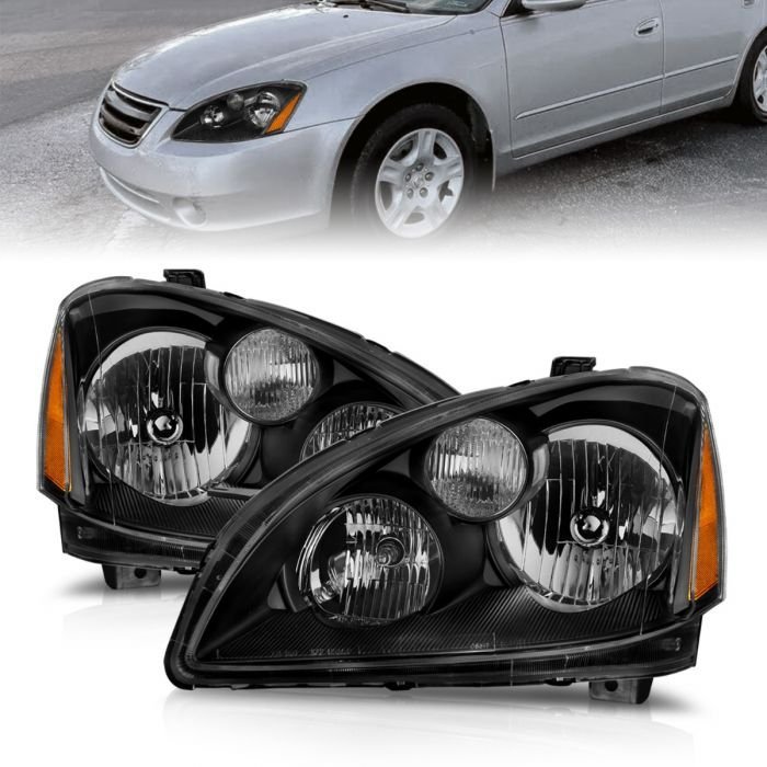 Nissan Altima 02-04 Crystal Headlights Black