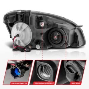 Nissan Altima 02-04 Crystal Headlights Black - Image 4