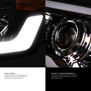 Alpha Owls 2014-2021 Toyota Tundra LMP Series Headlights (Halogen Projector Black housing w/ LumenX Light Bar) - Image 5