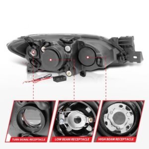 Mazda 3 04-08 4dr Projector Headlights Chrome W/ Rx Halo - Image 4