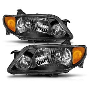 Mazda Protege 01-03 Crystal Headlights Black - Image 5