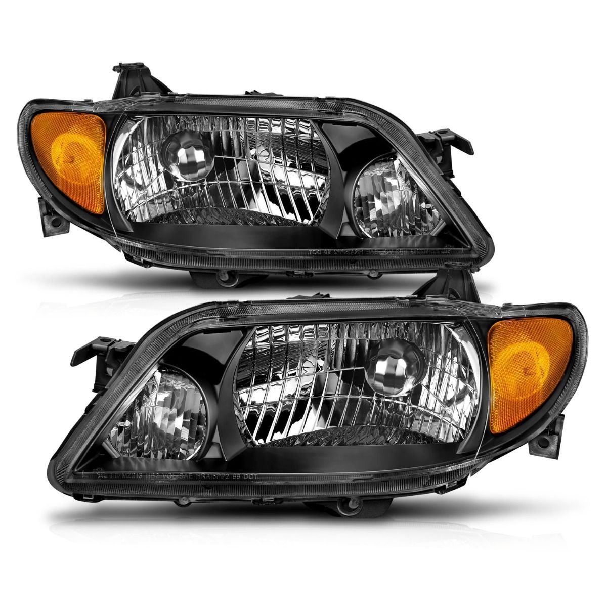 Mazda Protege 01-03 Crystal Headlights Black - Image 5