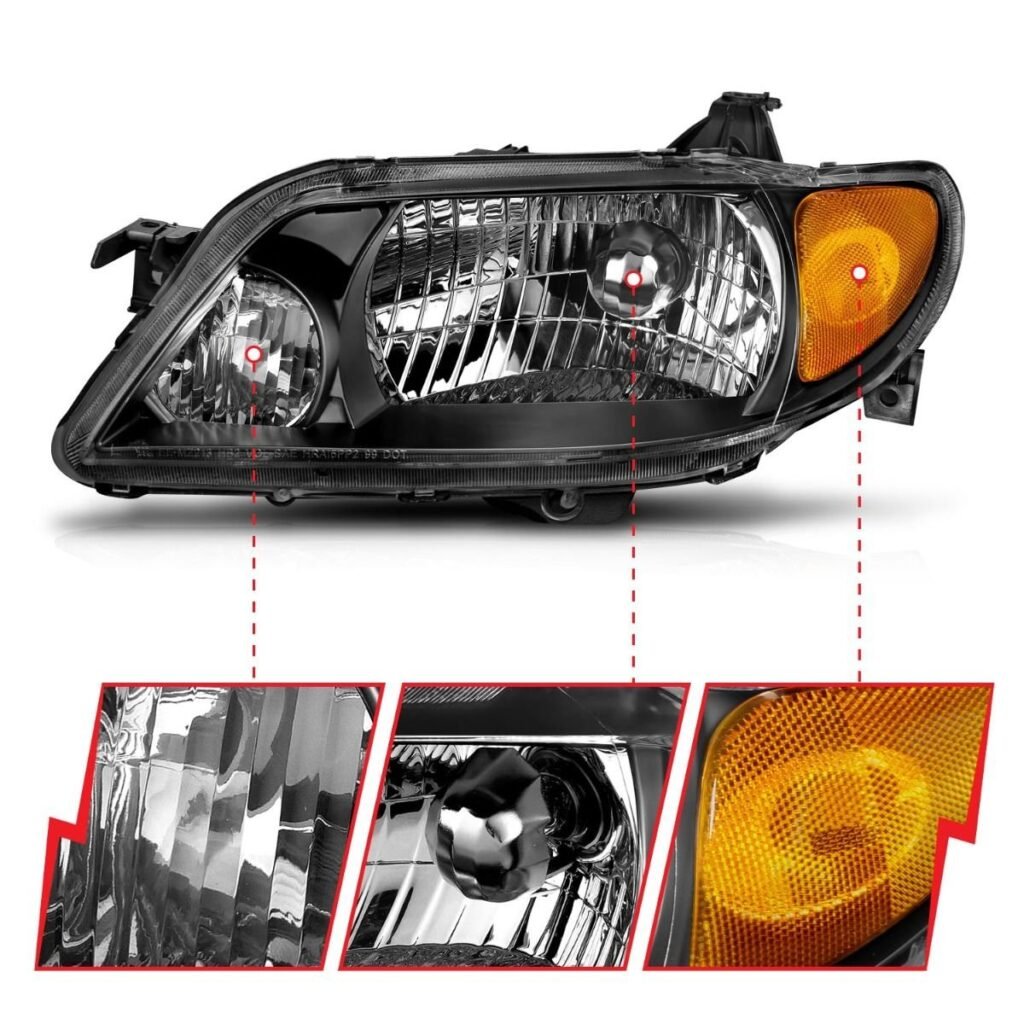 Mazda Protege 01-03 Crystal Headlights Black