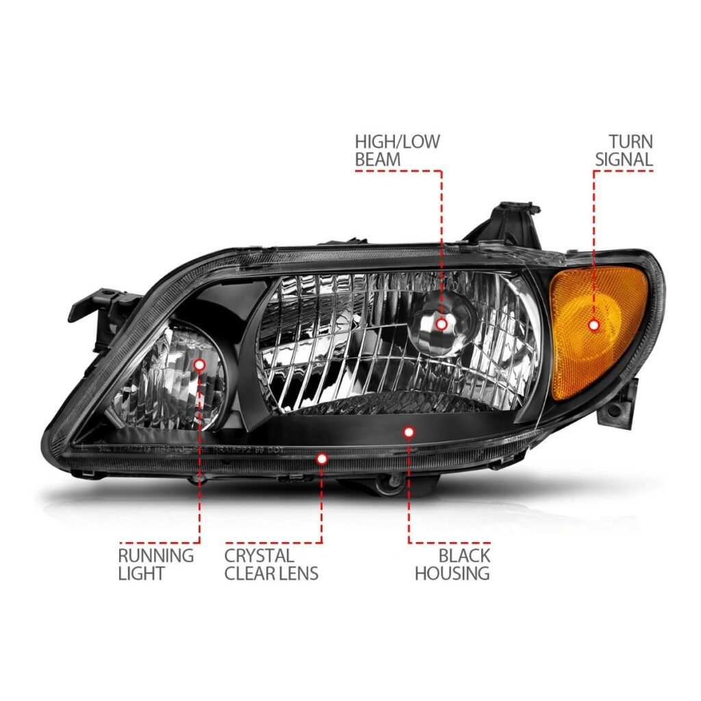 Mazda Protege 01-03 Crystal Headlights Black