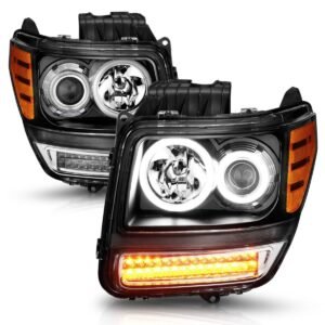 Dodge Nitro 07-12 Projector Headlights Black G2 Clear W/ Rx Halo and Led Signal - Image 12