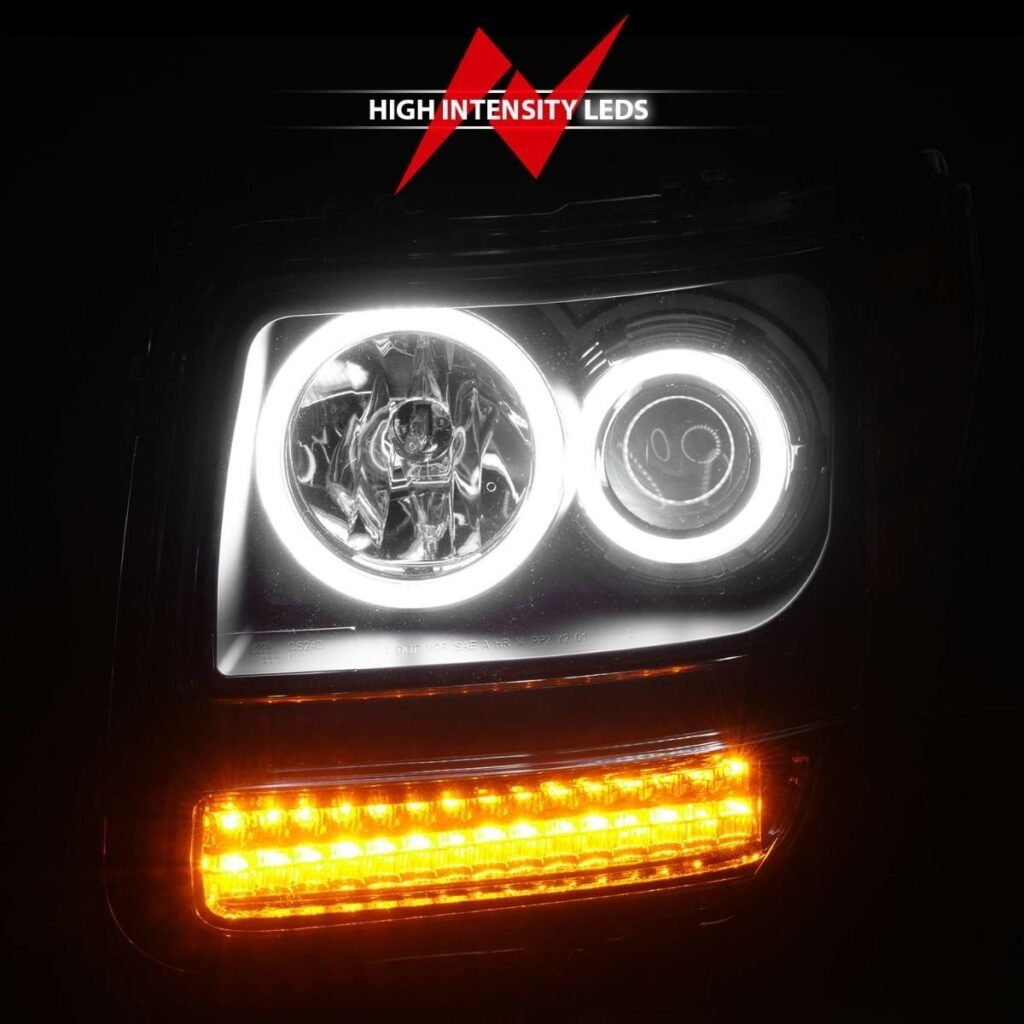 Dodge Nitro 07-12 Projector Headlights Black G2 Clear W/ Rx Halo and Led Signal