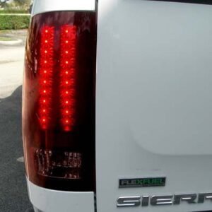 GMC Sierra 07-13 Tail Lights LED in Dark Red Smoked - Image 6
