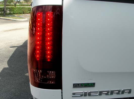 GMC Sierra 07-13 Tail Lights LED in Dark Red Smoked