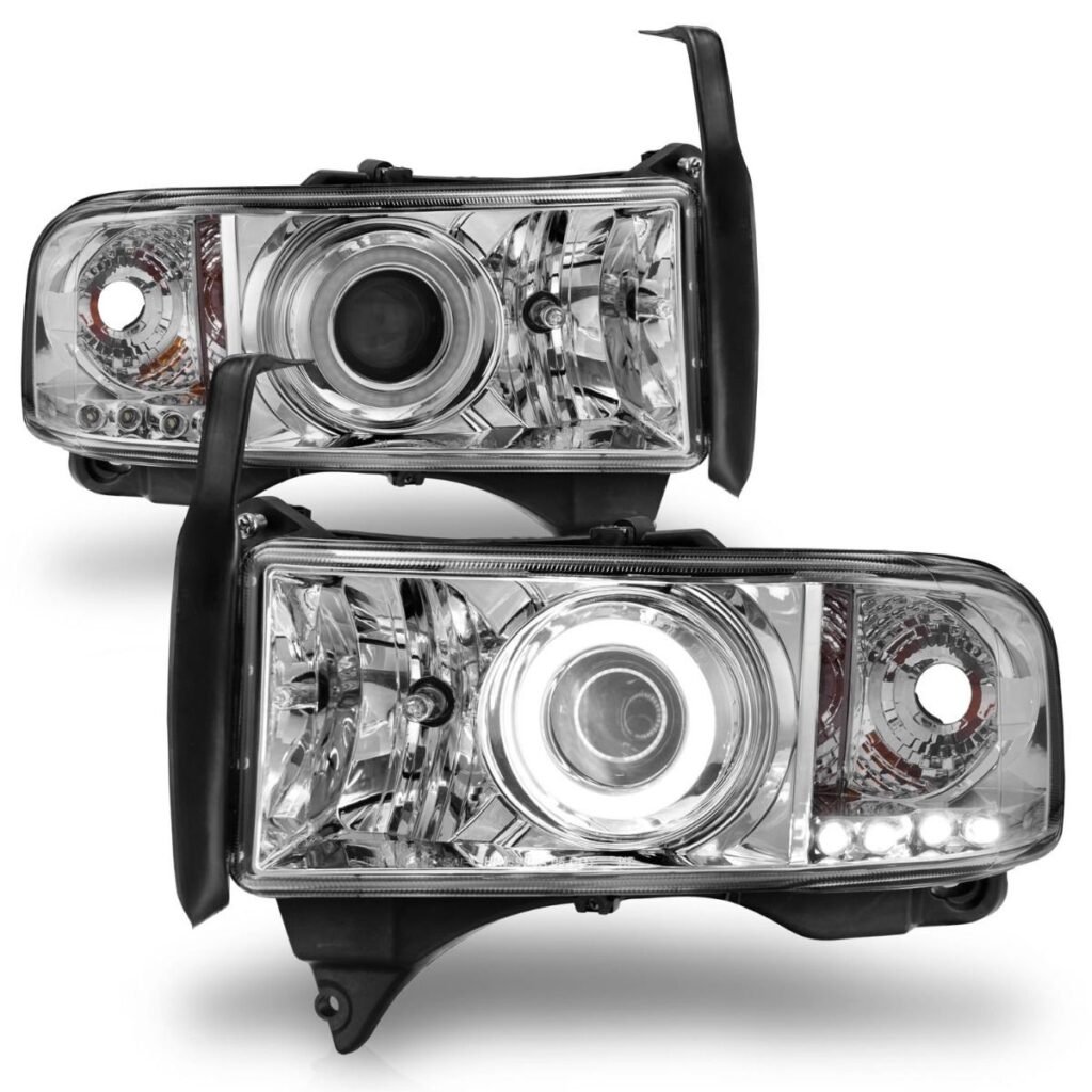 Dodge Ram 1500 94-01 / Ram 2500/3500 94-02 /Ram Sport Model 94-98 Projector Headlights Chrome W/ Rx Halo